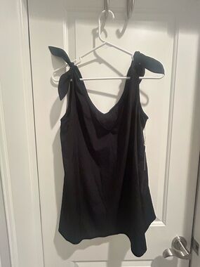 Black Tie-Shoulder Women's Sleeveless Top By Engle Roberts Medium NWT